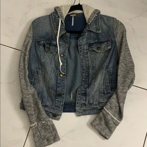 Free People Jean Jacket W/ Hoodie